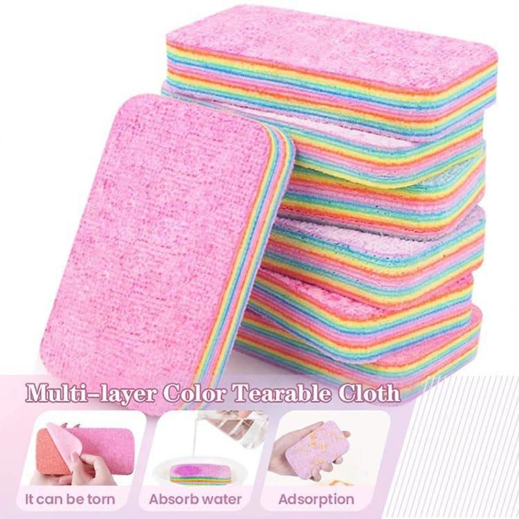 12-Layer Tearable Rainbow Scrub Dish Sponge